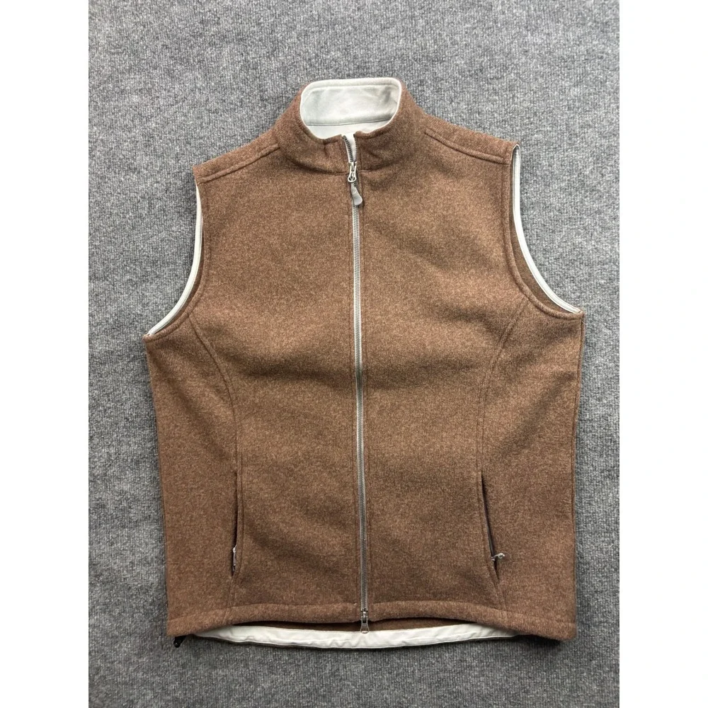 Peter Millar Warmth Vest Mens Large Brown Full Zip Fleece Sweater Knit 66292